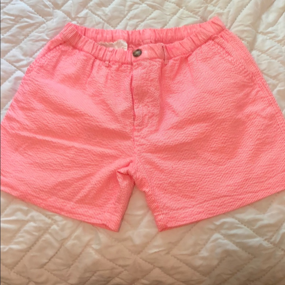 Hot pink Seersucker Chubbies shorts